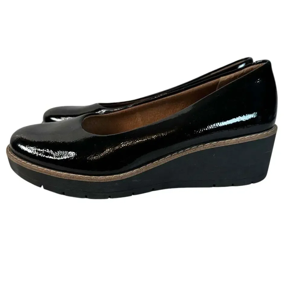 Eurosoft Faella Wedge Pump Size 9 Black Patent Leather Business Career Work